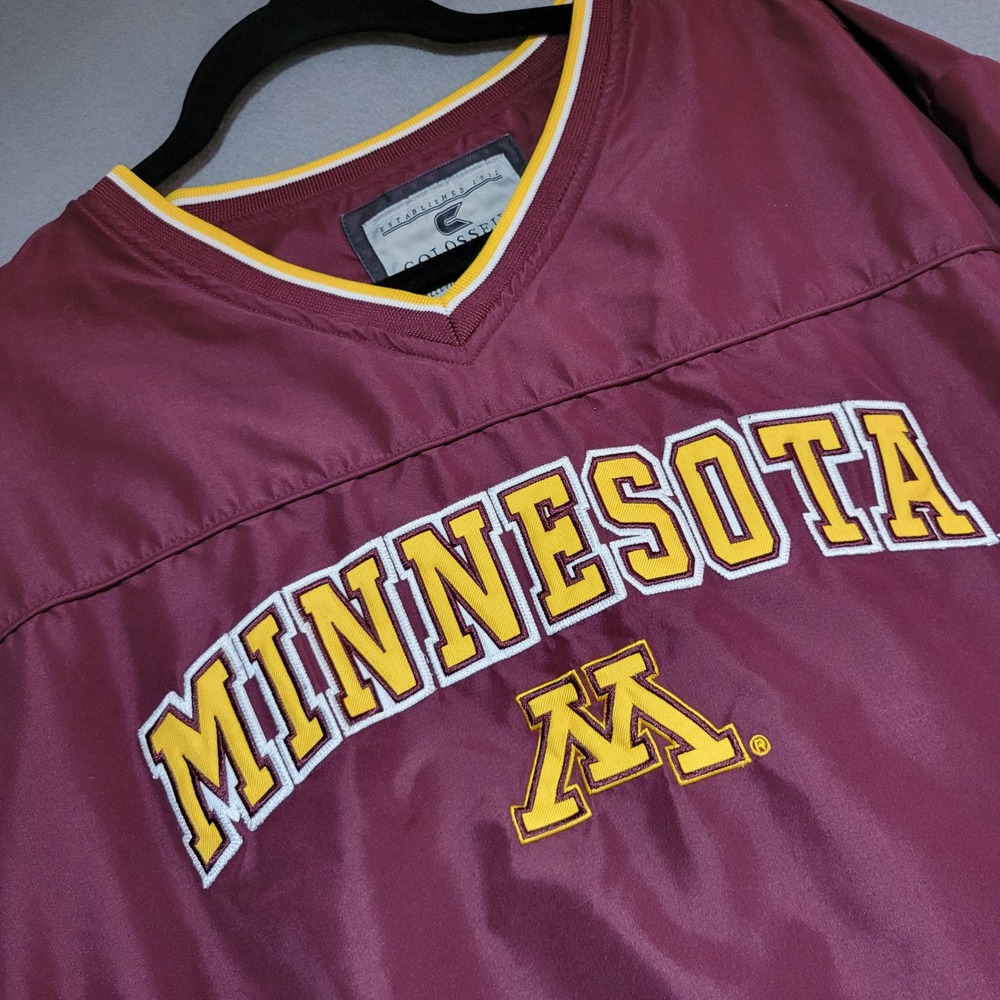 Minnesota Golden Gophers V-Neck Windbreaker Pullover Maroon Mens L Colosseum